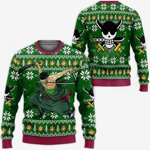 DivesArt - Zoro Ugly Jultröja och Hoodie One Piece Anime Xmas